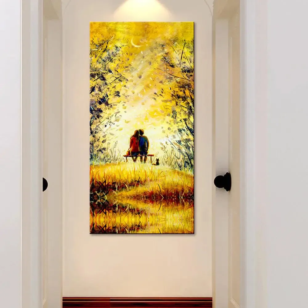 Love Couple At Night Canvas Printed Wall Painting