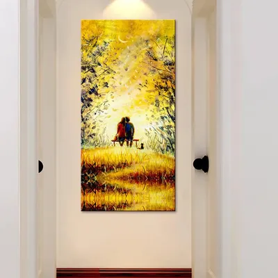 Love Couple At Night Canvas Printed Wall Painting
