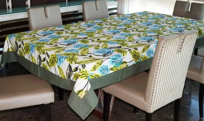 Lushomes 12 Seater Forest Printed Dining Table Cover (Pack of 1)