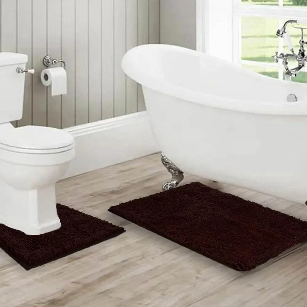 Lushomes Anti-Slip 2200 GSM Bathroom Mat Set with High Pile Microfiber