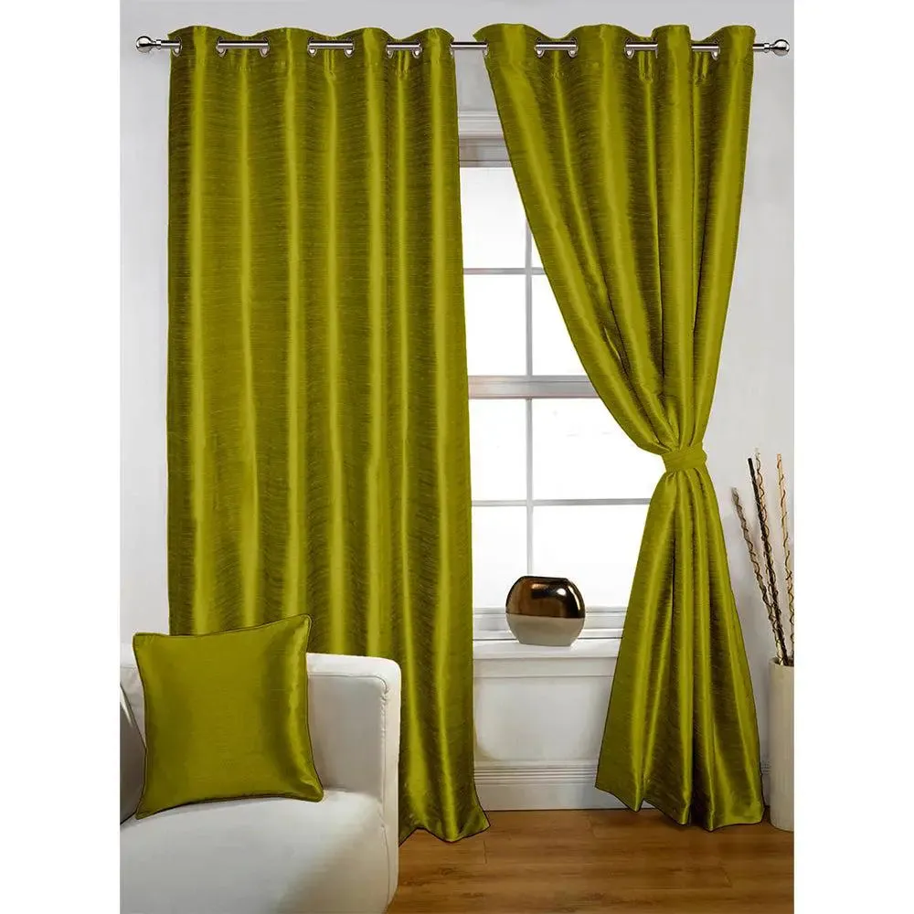 Lushomes Polyester Green Twinkle Star Curtain with Blackour Matching Lining for Long Door(54 X 108 inches, Pack of 1)