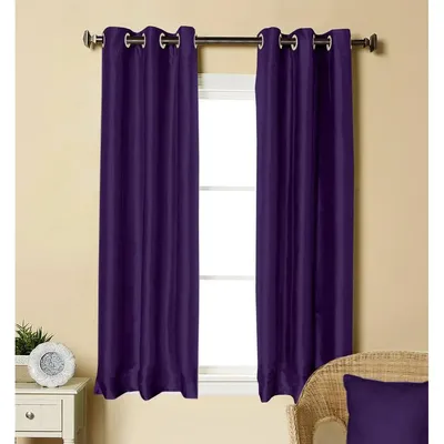 Lushomes Purple Faux Silk Curtain with 6 Plastic Eyelets for Windows