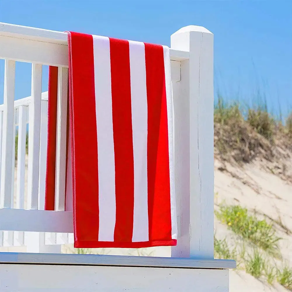 Lushomes Red & White Cotton Stripe Pool Towel for Men & Women (1 piece)