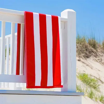 Lushomes Red & White Cotton Stripe Pool Towel for Men & Women (1 piece)