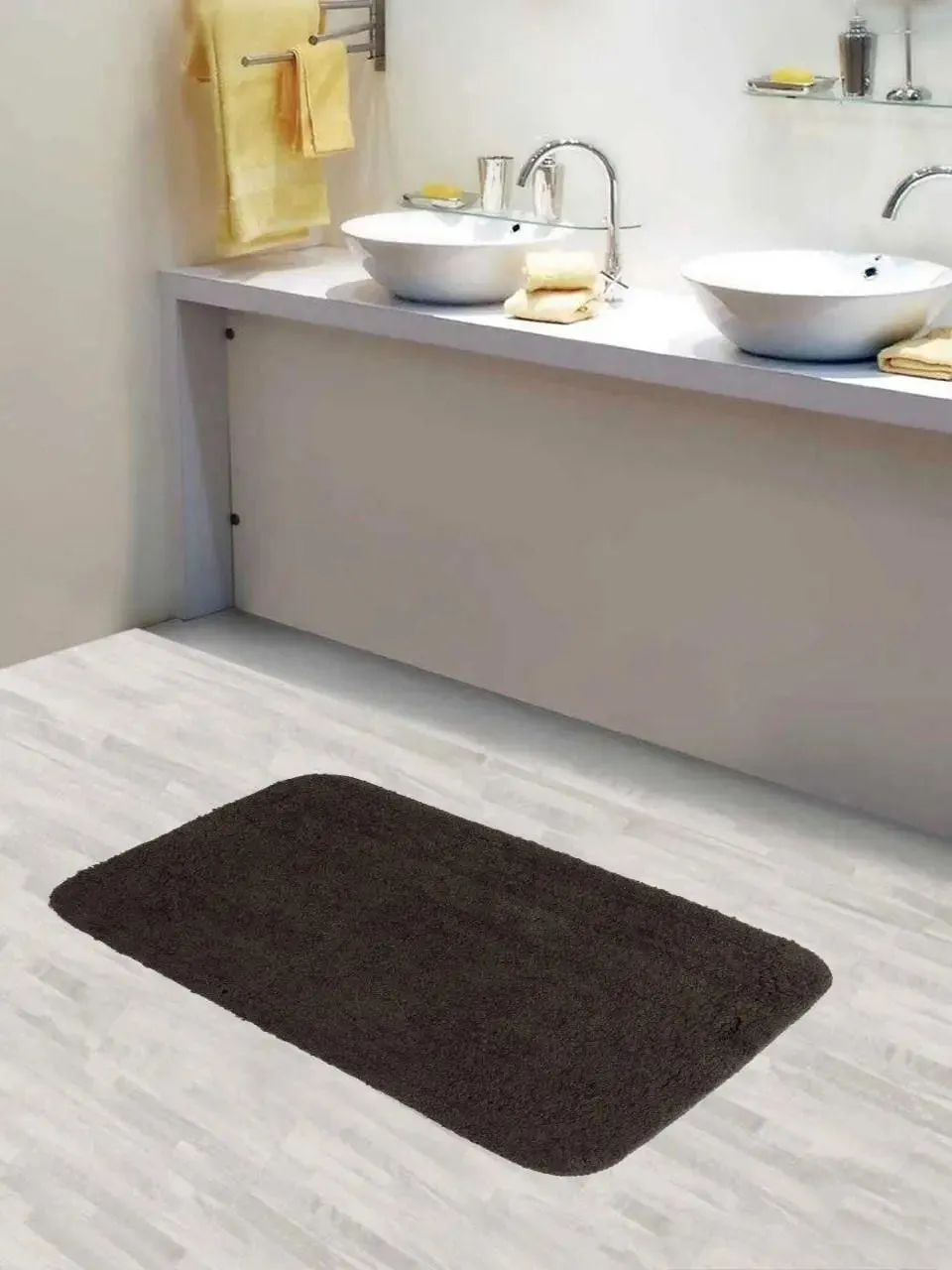 Lushomes Super Soft 1800 GSM Brown Bathroom Rug