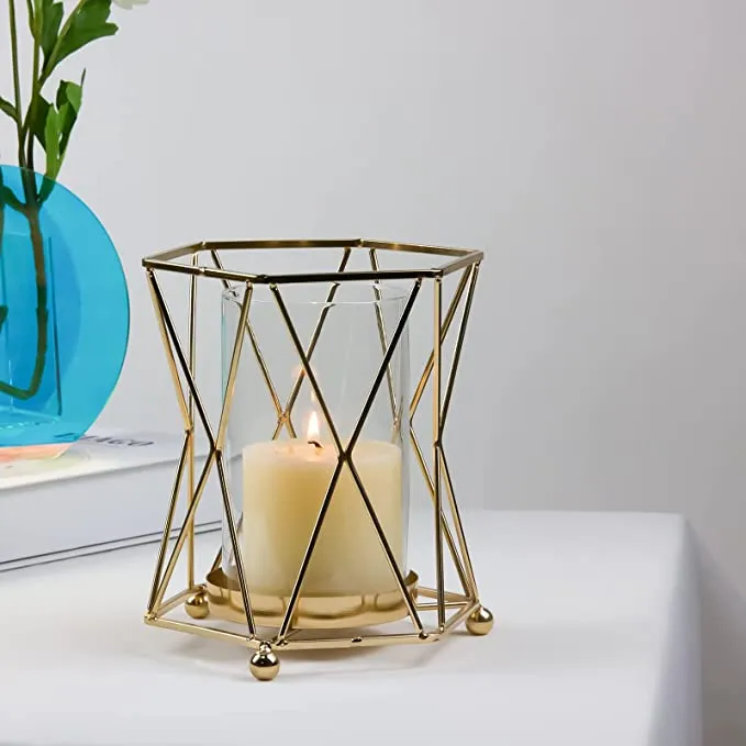 Luxe Geometric Golden Tea Light Candle Holder