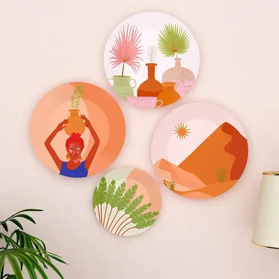 Luxury Finish Ceramic Wall Plates With Different Scenery Art , Wall Hanging Plate