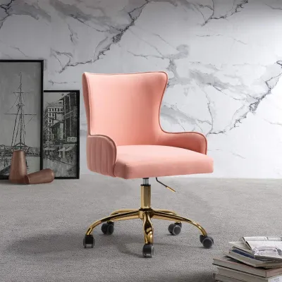 Luxury Pink Velvet Armchair With Golden Base