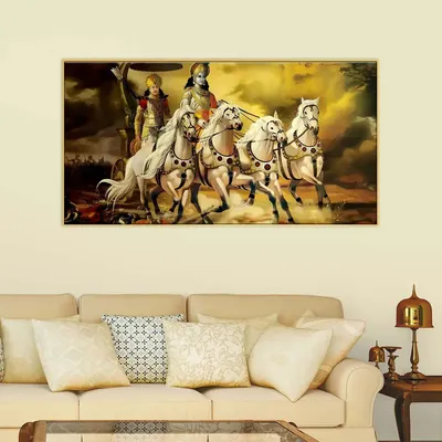 Mahabharata Shri Krishna and Arjun Canvas and  Wall Painting