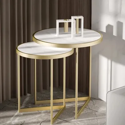 Marble Only For Duo Golden Metal Nesting Side Tables