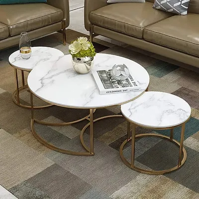 Marble only Golden Nesting Tables Trio