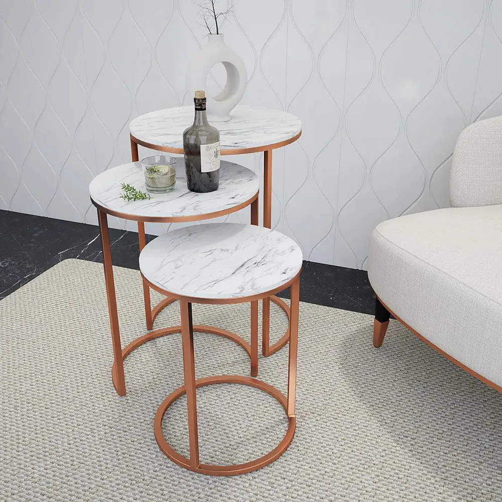 Marble only "Trio Copper Nesting Table - Set of 3  "