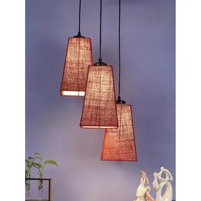 Maroon Jute Pyramid Cluster Hanging Lamp