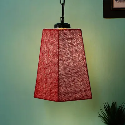 Maroon Jute Pyramid Hanging Lamp