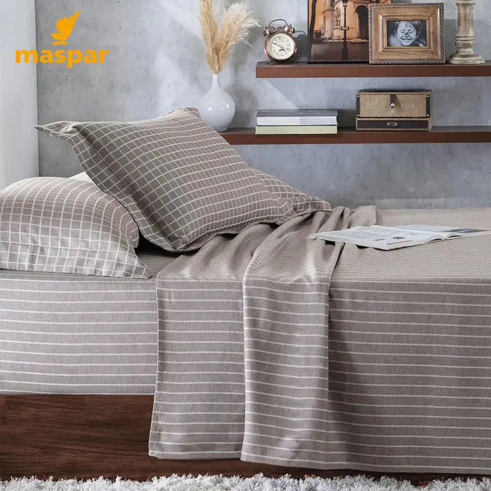 Maspar Bliss Reversible Egyptian Cotton Ultra-Soft Brown King Size Bedsheet with 2 Pillow Covers (300 TC)