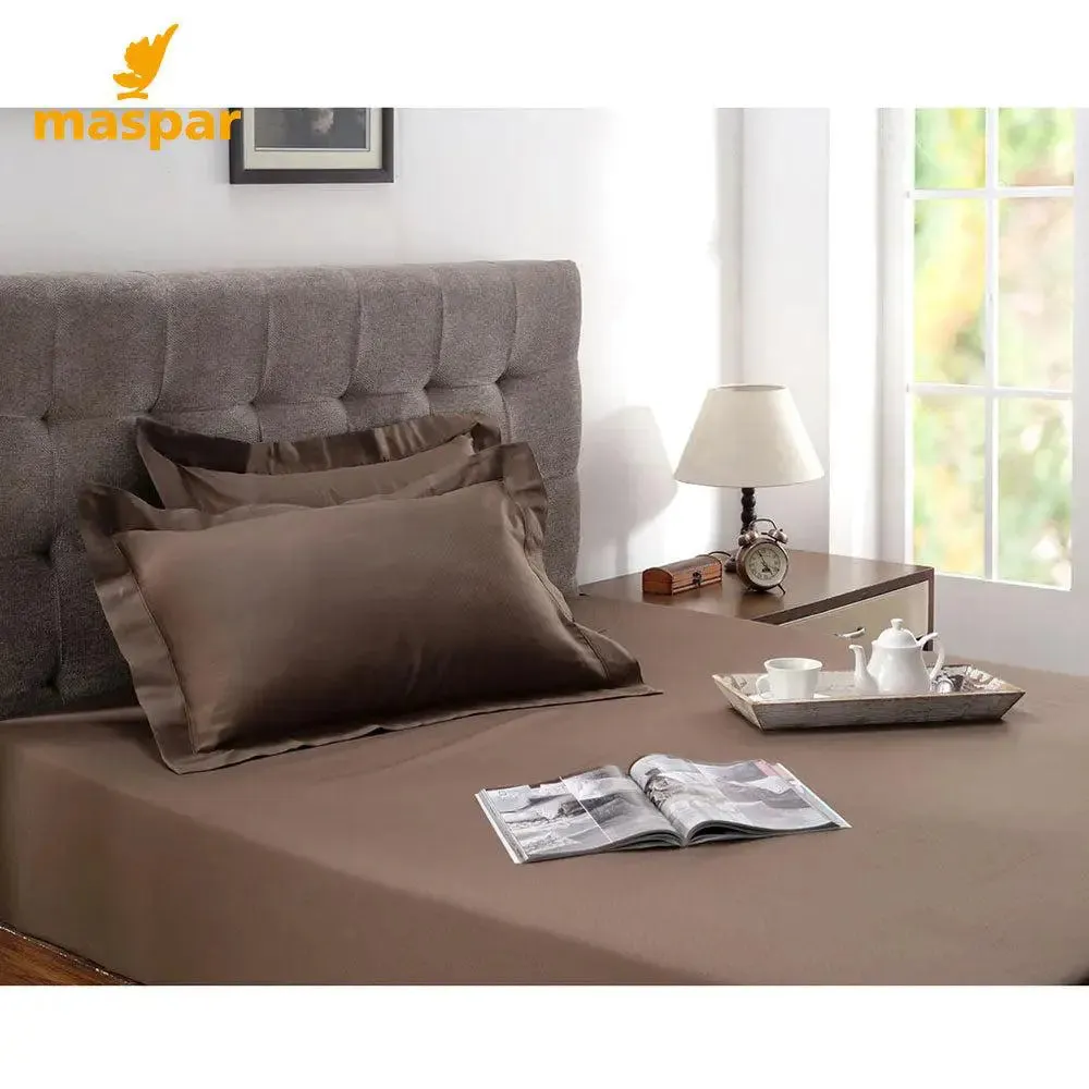 Maspar Clemonte Self Jacquard 100% Cotton Brown King Size Bedsheet with 2 Pillow Covers (200 TC)