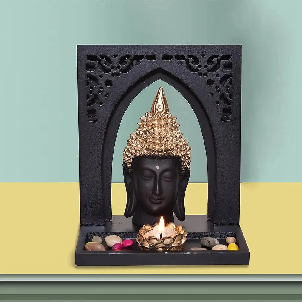 Matte Balck Lord Buddha Head Idol