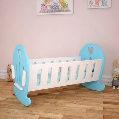 Matte-Finished Blue Termite-Proof Wood Swing Cradle