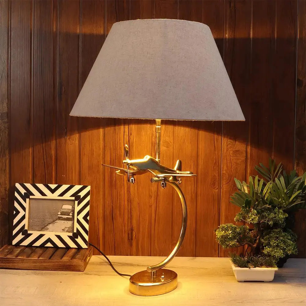 Matte Gold Aeroplane Designer Aluminium Modern Table Lamp