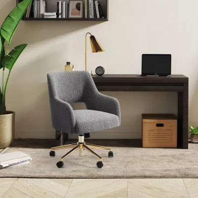 Mid-Century Modern Office Vanity Swivel Chair with Wheels in Gray