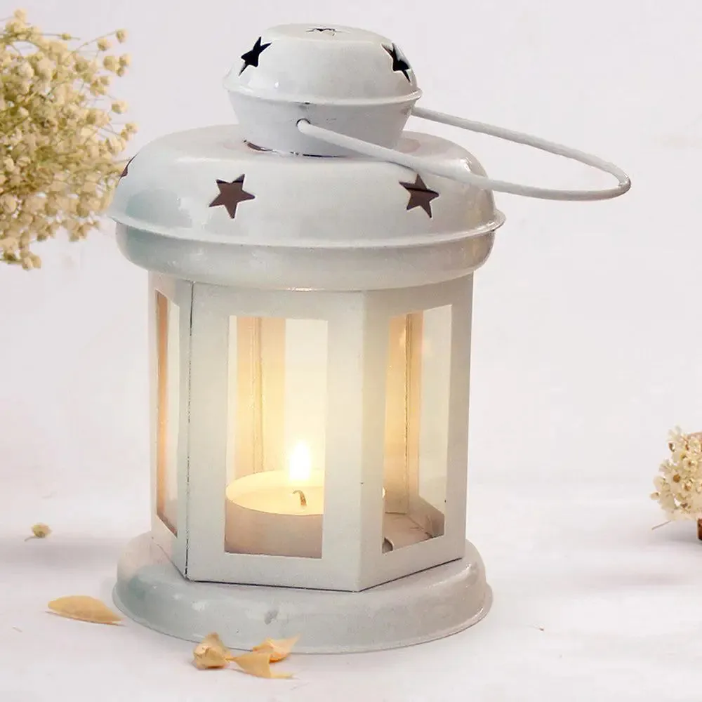 Milky White Enchanting Set Of 4 Lantern Tealight Candle Holder