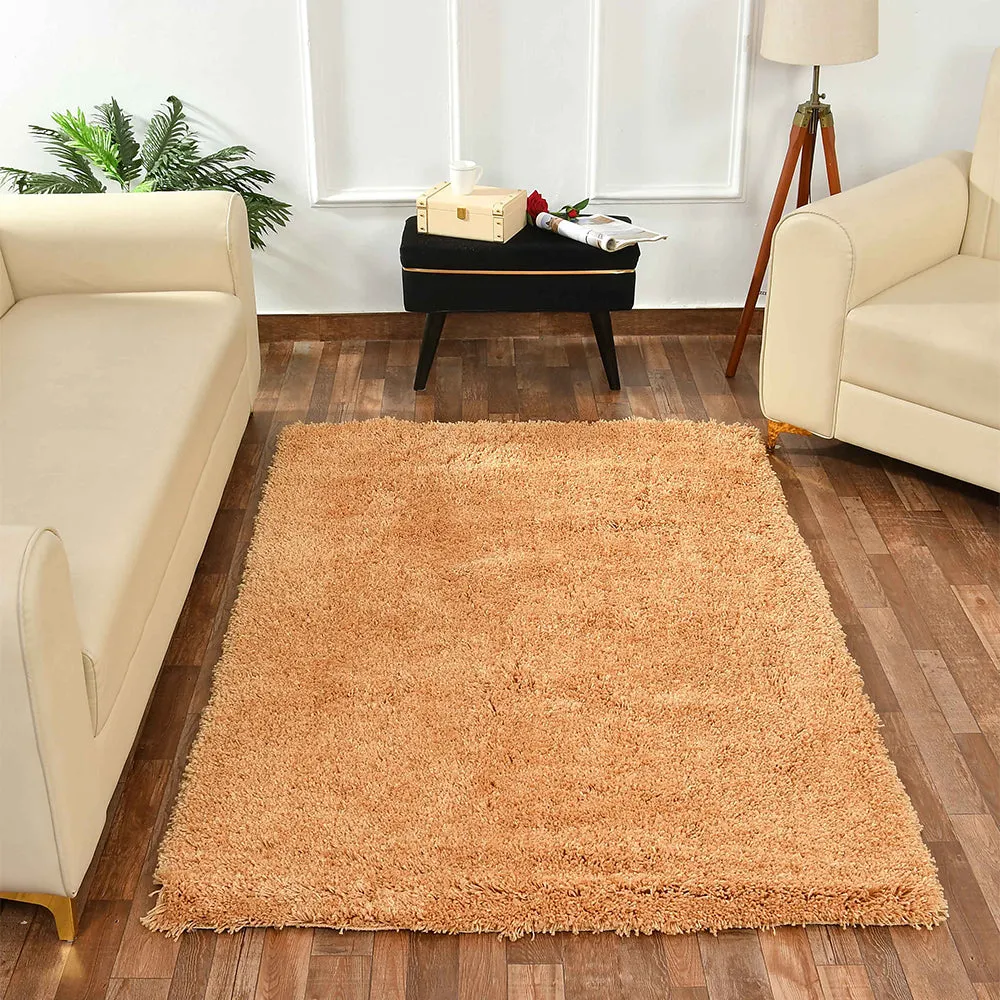 Minimalist Beige Solid Soft Feel Anti-Skid Rectangular Cotton Carpet