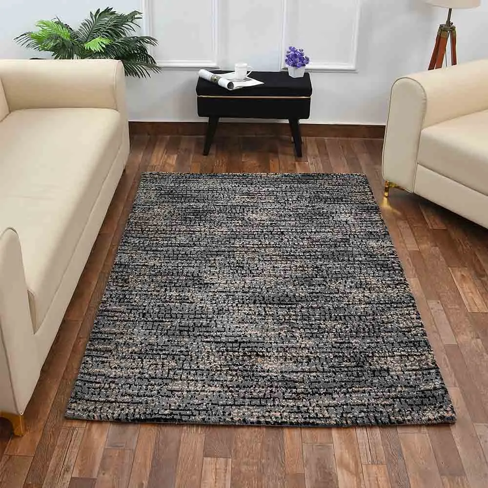 Minimalist Black and Grey Abstract Print Polyester Carpet