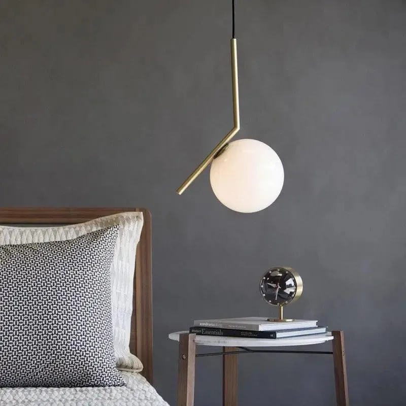 Minimalist Frosted Glass Globe Celing Light With Luxurious Gold Finish Metal