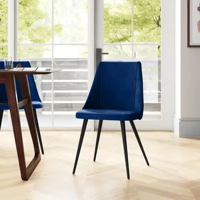 Minimalist Royal Blue Velvet Dining Chair