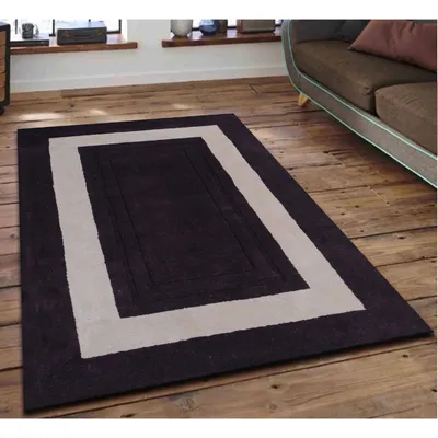 Minimalist Square Patterned Brown & Beige Tufted Area Carpet