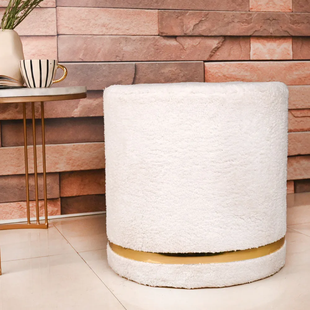 Modern Corner Cotton Sherpa Material Pouffe Stool For Living Room, Set of 1