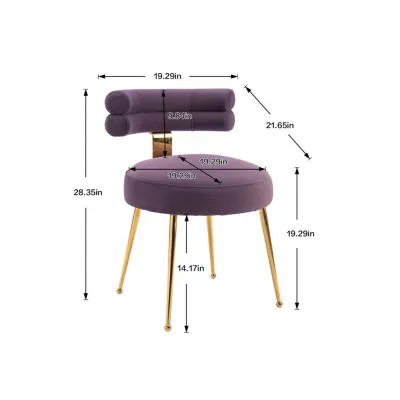 Modern Velvet Accent Chair with Gold-Tone Legs in Purple