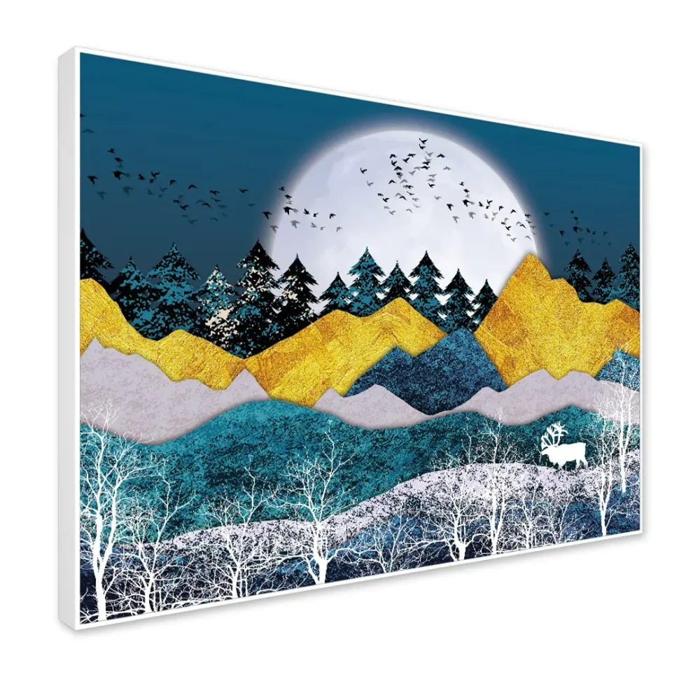 Moonlit Steepy Terrain Framed Wall Art