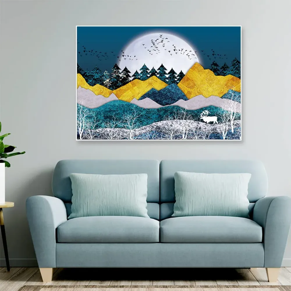 Moonlit Steepy Terrain Framed Wall Art