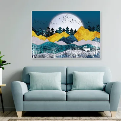 Moonlit Steepy Terrain Framed Wall Art