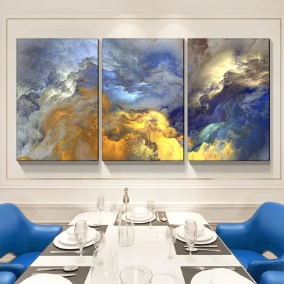 Mountain Painting Abstract Wooden Framed 3 Pieces Abstract Design Canvas Printed Painting