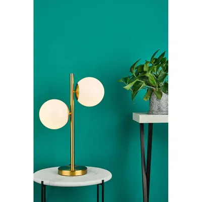 Natural Brass & Opal Glass Table Lamp