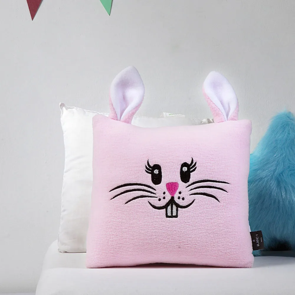 Naughty Bunny Kids Pink, Black 100% Cotton Cushion Cover Set Of 1
