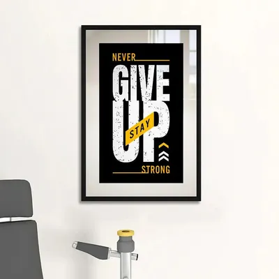 Never Give Up Framed Art Gym Wall Decor