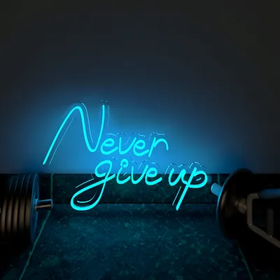Never Give up LED Neon Light for Gym Wall Decor