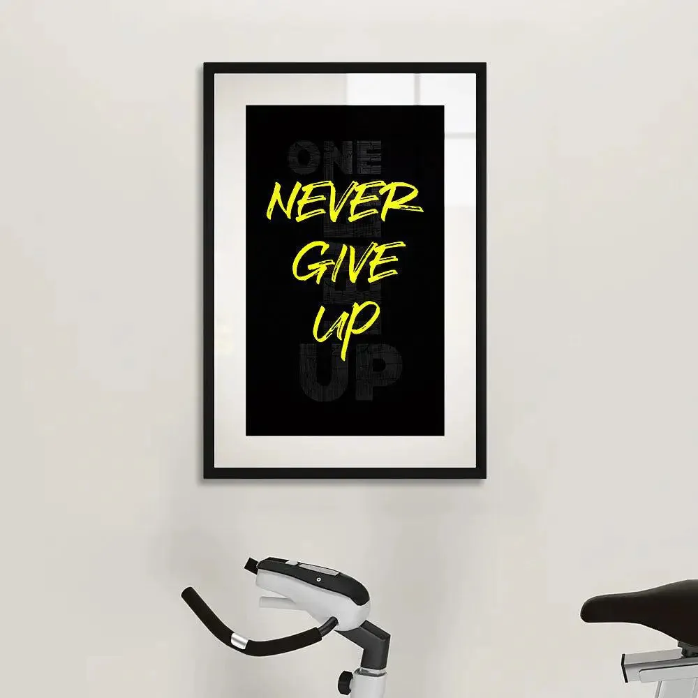 Never Give Up Motivational Gym Framed Wall Art / Gym Decor