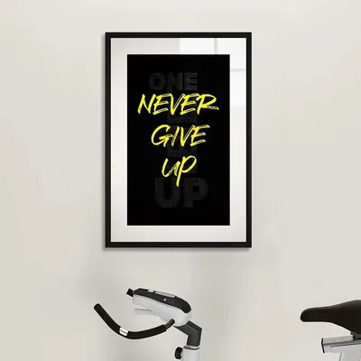 Never Give Up Motivational Gym Framed Wall Art / Gym Decor