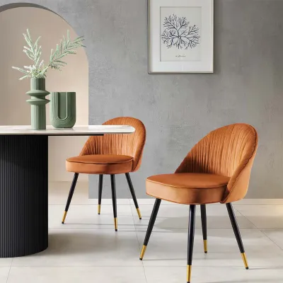 Orange Velvet Accent Chair with Upholstery
