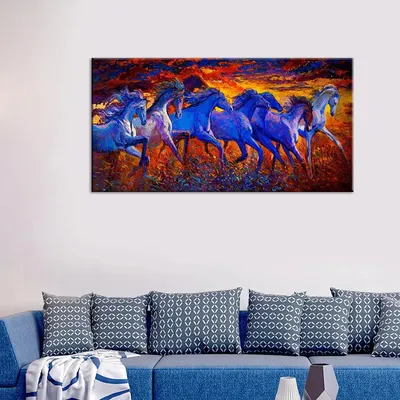 Paranormic Running Horses Abstract At Dusk Wall Painting