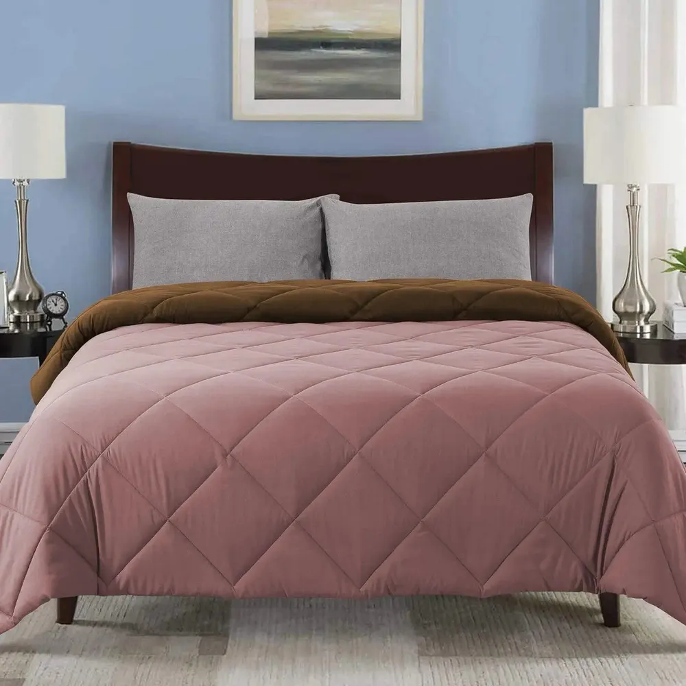Pink & Brown Quilted Single Bed Comforter