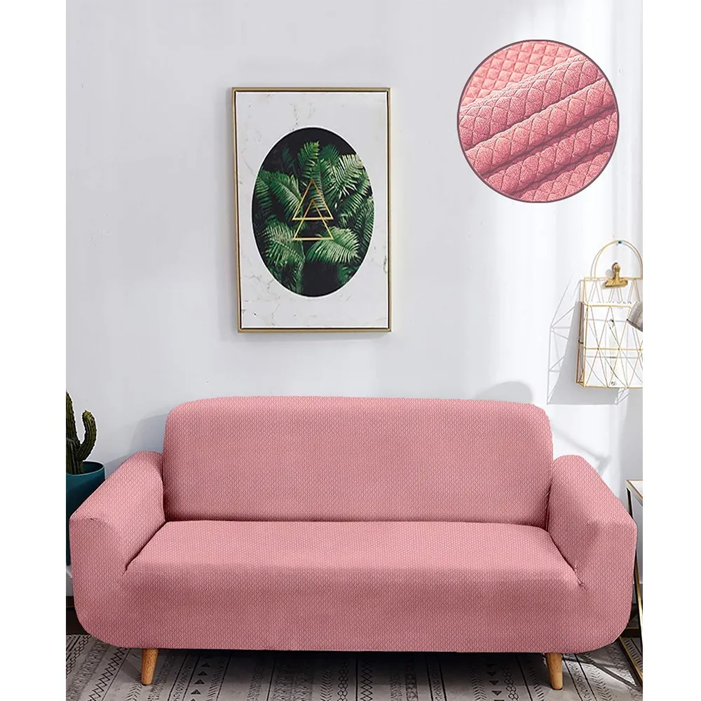 Pink Jacquard Sofa Cover Pack of 1