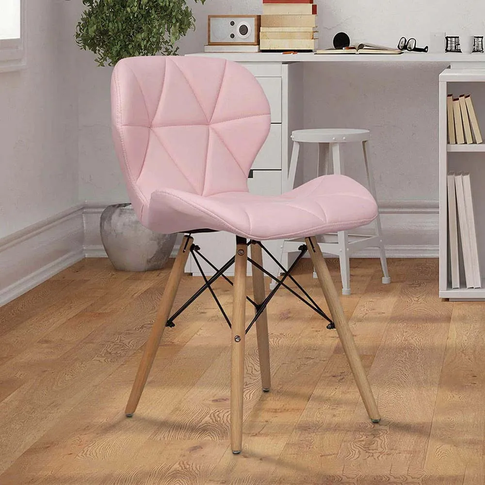 Pink Leatherette Contemporary Accent Chair