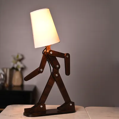 Playful Figurine Wooden Table Lamp