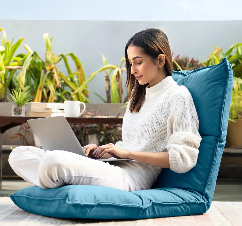 Plush Blue Bed Chair With Adjustable Back Rest