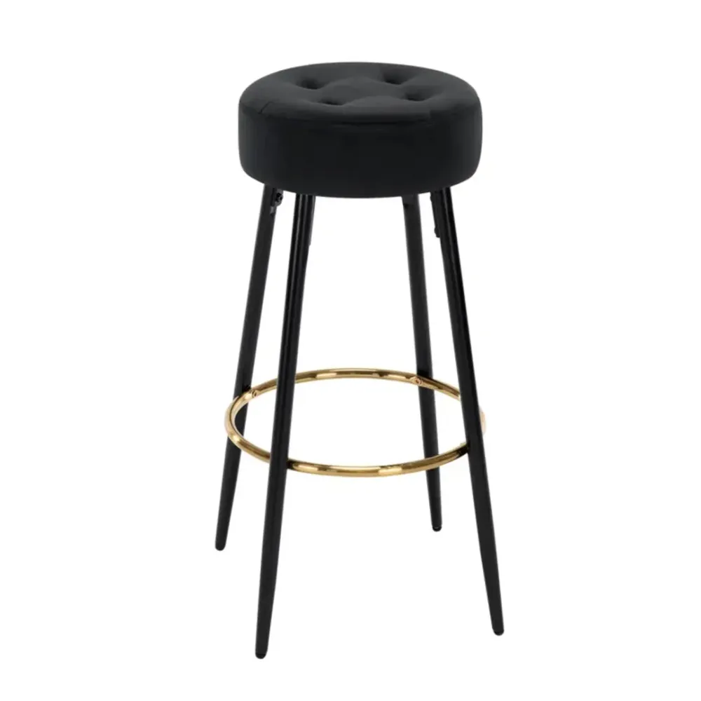 Plush Comfy Velvet Black Bar Stool / High Stool